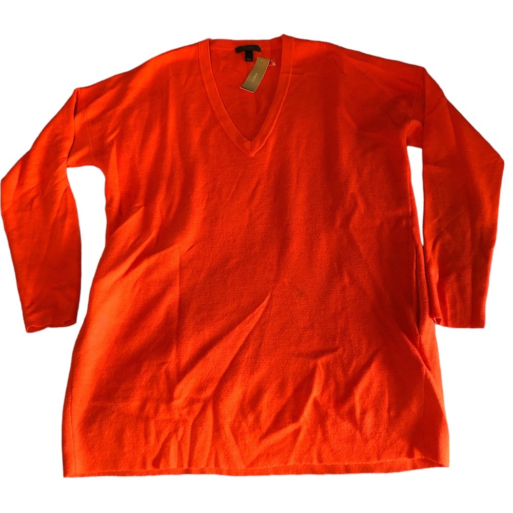 Women’s J. Crew nwt orange 100% merino wool sweater with pockets